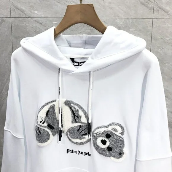 NWT Palm Angels White Decapitation Bear Skull Hoodie White